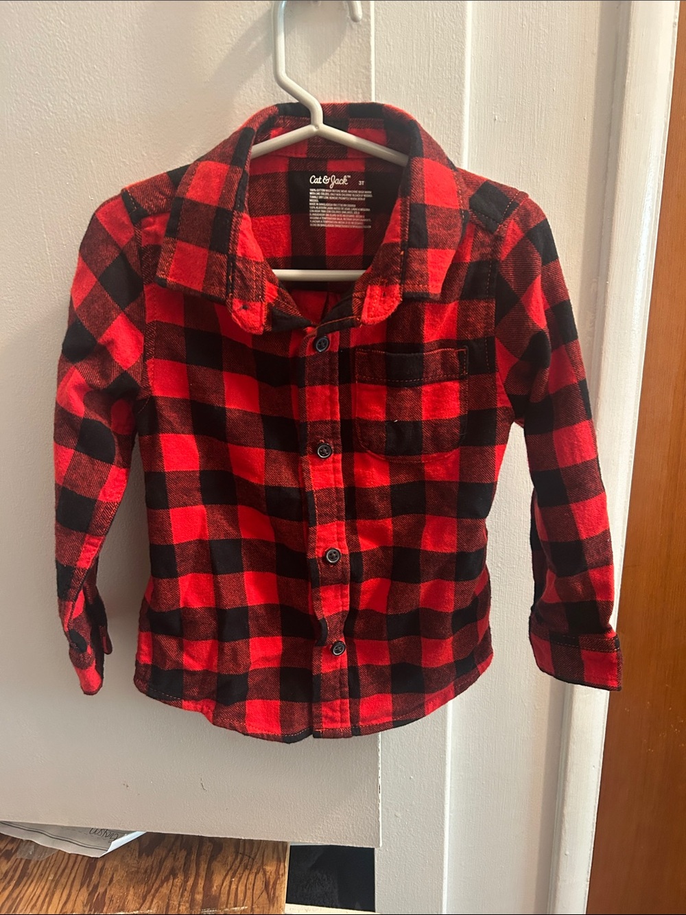 Cat & Jack Red and Black Buffalo Plaid Button-Down Shirt